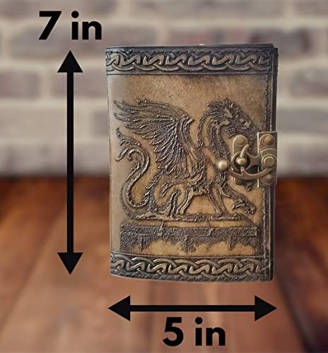 דריסת עור Dragon Journal | ספר עתיק | מתנה מדהימה - 200 Grimoire מדויקים בעבודת יד